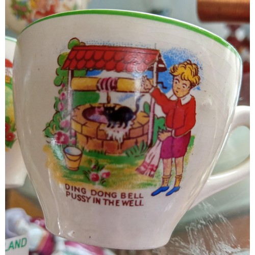 46 - Vintage Nursery Rhymes Cups, Saucers and Plates