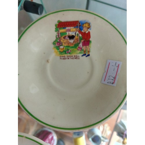 46 - Vintage Nursery Rhymes Cups, Saucers and Plates