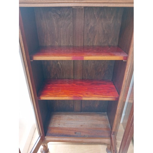 58 - Small Glazed Front Bookcase with Drawer etc 100cm high 48cm Wide 22cm Deep