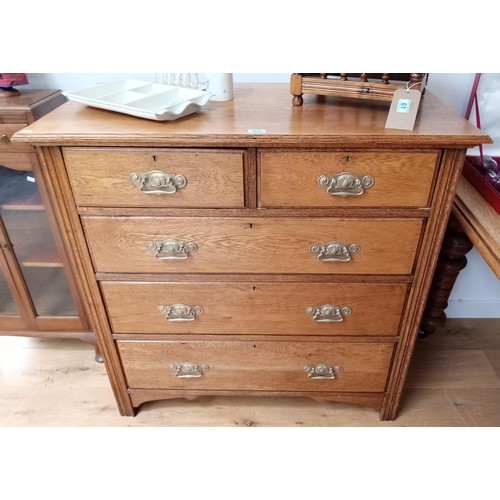 62 - Vintage Light Oak 2 over 3 Chest of Drawers