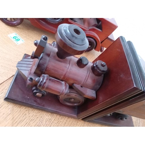 68 - Wooden Car and Wooden Train Book Ends