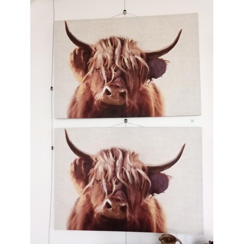 79 - Pair of Large Highland Cow Canvasses 100 x 70cm Each approx