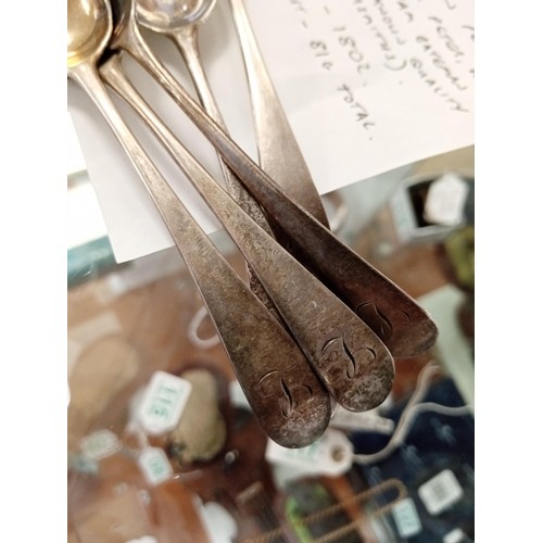 108 - Set of 5 Silver Tea Spoons Georgian Period 81g approx Maker Peter Ann and William Bateman Well Known... 