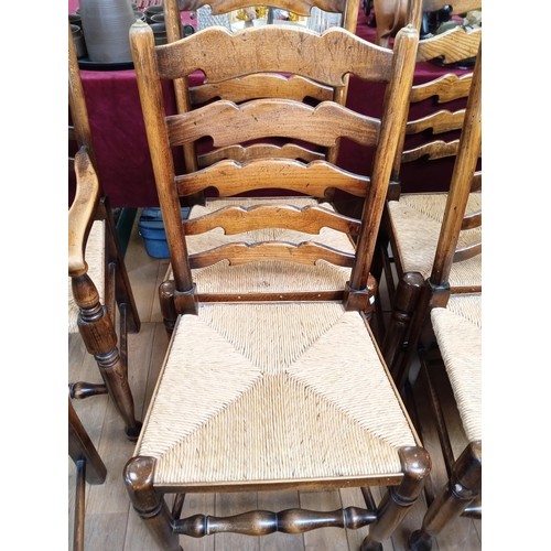 315 - two carvers and four ladderback ratten chairs