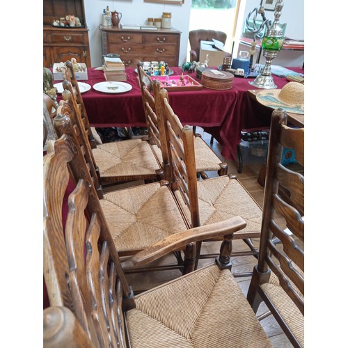 315 - two carvers and four ladderback ratten chairs