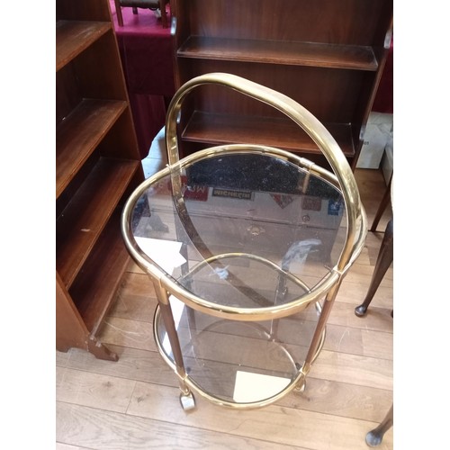 321 - brass style metal and glass trolley