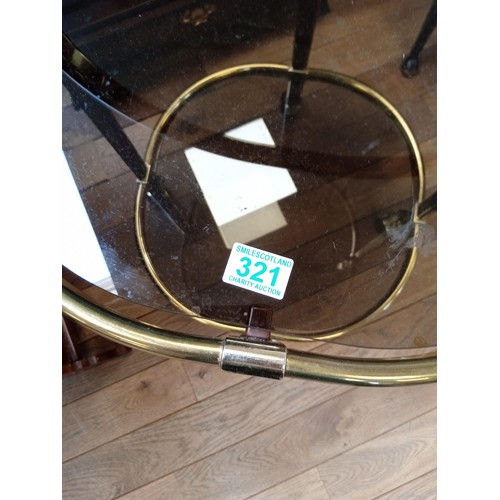 321 - brass style metal and glass trolley