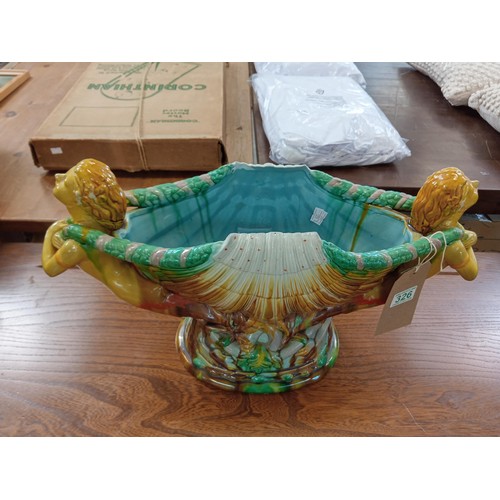 326 - majolica mermaid large table centrepiece (small chip, we have the piece)