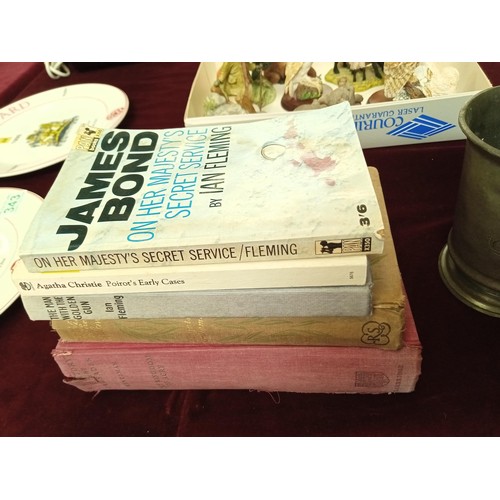 345 - vintage books and pewter pint pourer