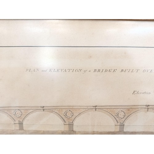 337 - Framed Plans and Elevation of a bridge built over Deveron at Banff