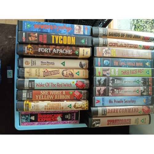 361 - Crate of John Wayne VHS Videos