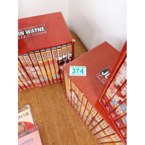 374 - Classic John Wayne Collection 6 Boxes of DVD's & CD's