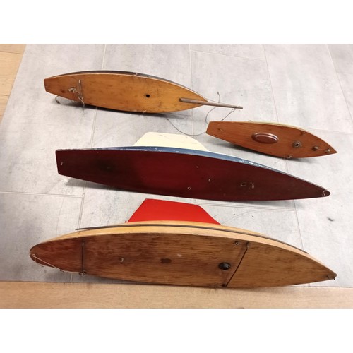 381 - 4 x Model Boat Wooden Hulls