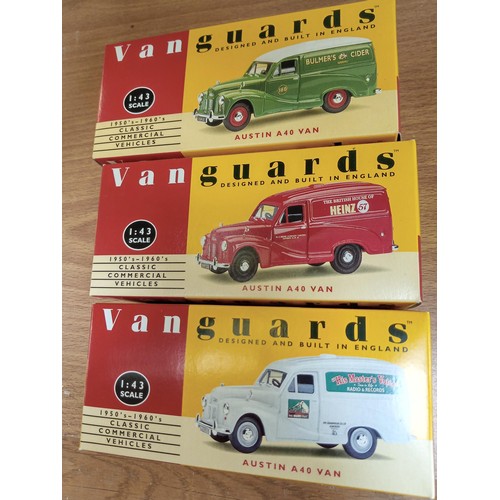 408 - 3 x Vanguard Austin A40 Van Models