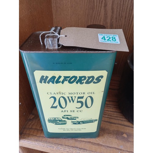 428 - Halfords Classic Motor Oil 20W50 Tin and Contents