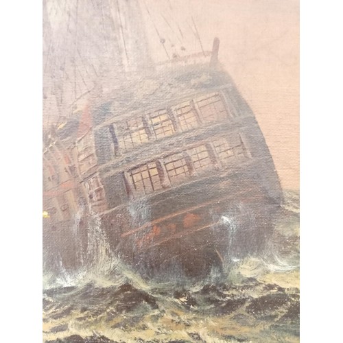 2 - Framed Oil Painting of the Galleon Scene