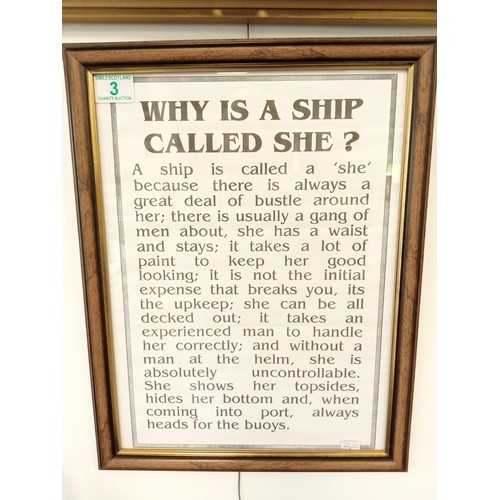 3 - Framed poster of Why is a ship called she?