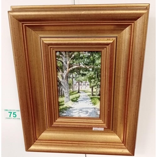 75 - Small Painting by J McIlwain Gold Gilt Frame