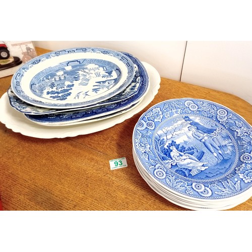 93 - Selection of blue and white platters etc