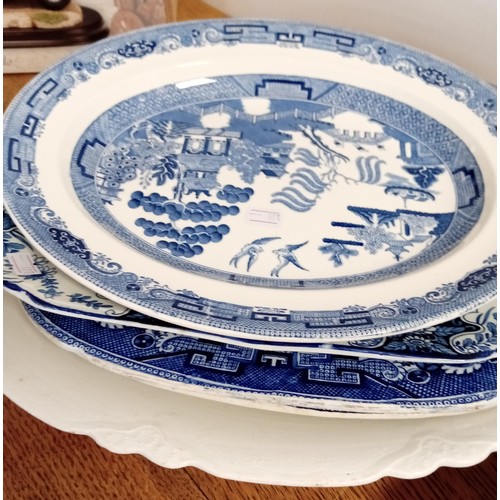 93 - Selection of blue and white platters etc