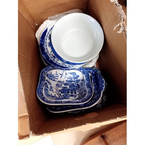 96 - Box lot of blue and white ware