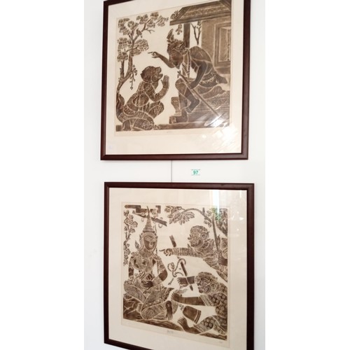 97 - 2 framed Oriental Pictures by Hieng