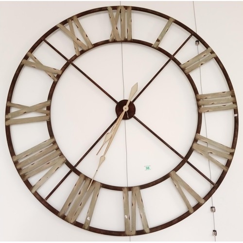 98 - Very Large Wall Clock needs new clock inners which can be found online for £5-£10