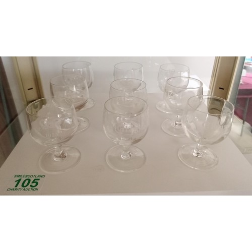 105 - 9 x Vintage 1953 Coronation Glayva Glasses