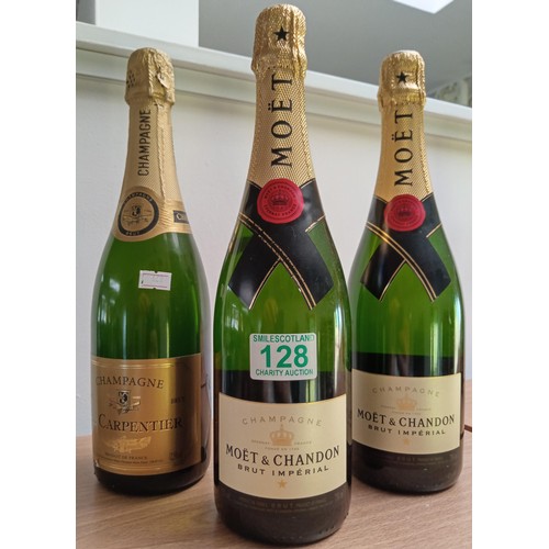 128 - 3 bottles of vintage champagne