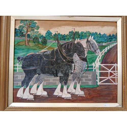 240 - Clydesdale Horse Painting Attributed to William Robbie 1837 Fraserburgh