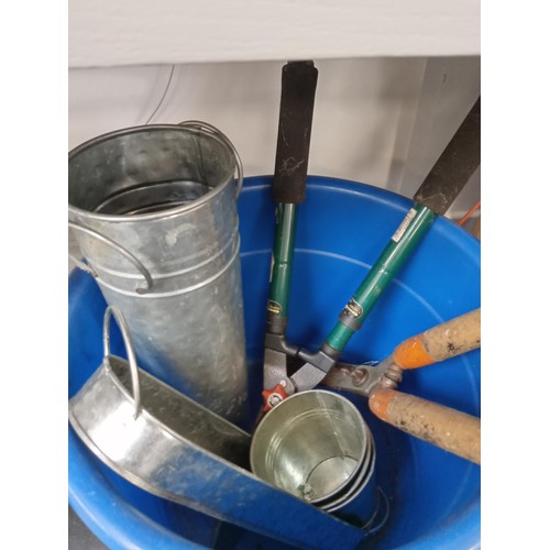 252 - Bucket with gardening shears etc