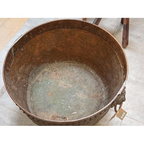 272 - Large Copper Bowl with ornate Decoration see photos