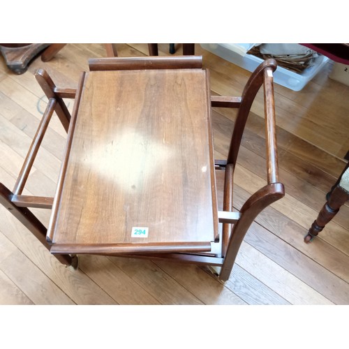 294 - Vintage wooden trolley with 2 removable trays