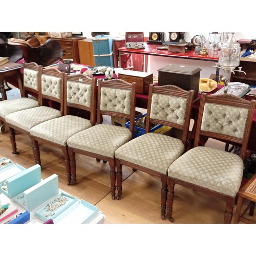 295 - 6 x Vintage Oak Chairs with Chesterfield Style Backs