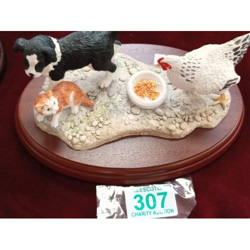 307 - Border Fine Arts made in Scotland A Wild Goose Chase, Hen Pecked & Collie Pups for Sale