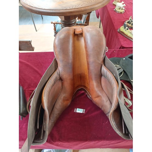 312 - General Purpose Leather Saddle with stirrups
Made in England.