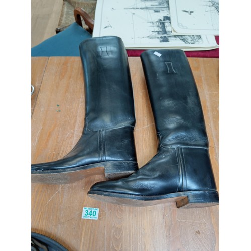 340 - Long Leather riding Boots with Pulls Size 8