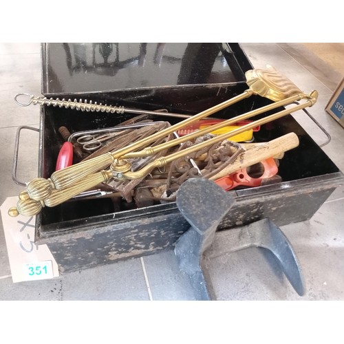 351 - Metal tool box with tools etc