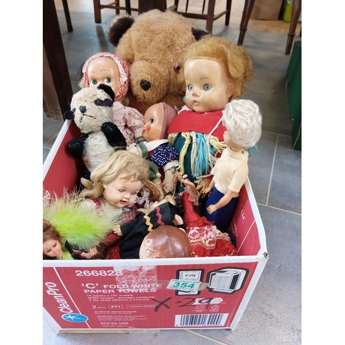 354 - Selection of vintage dolls etc