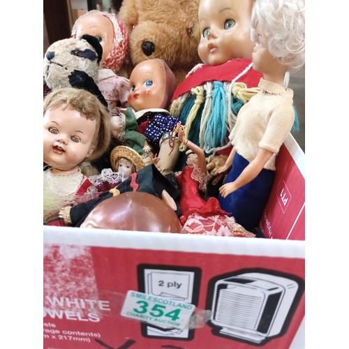 354 - Selection of vintage dolls etc