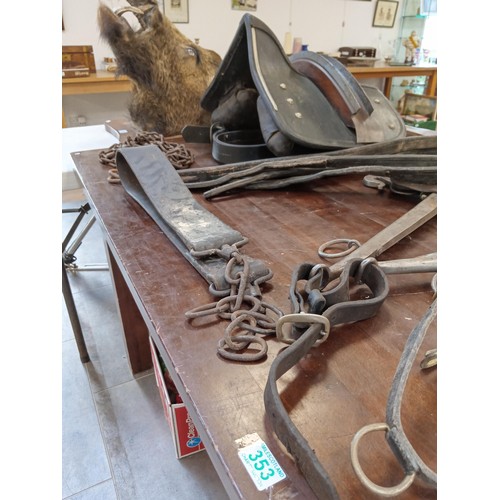 353 - Vintage Full Heavy Horse Harness