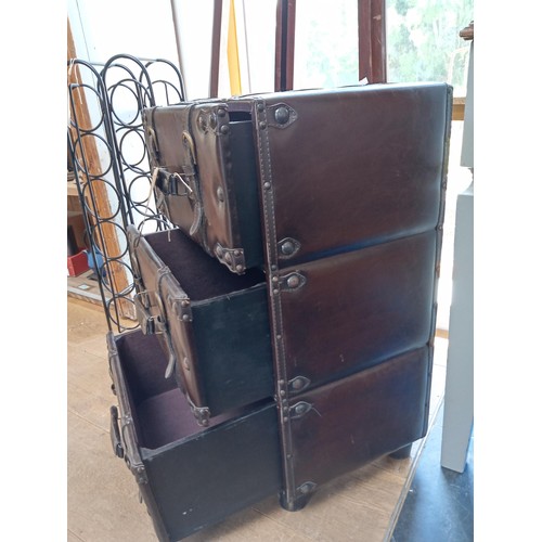 238 - Leather bound 3 drawer set