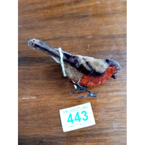 443 - Vintage 1920's german mohair wind up pecking bird toy.. schuco? and does work