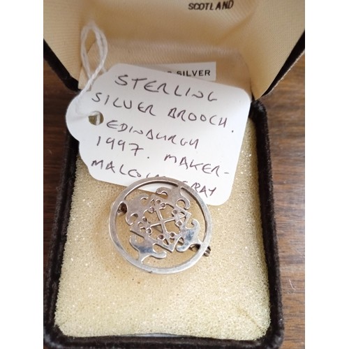 449 - Stirling silver broach.  Edinburgh 1997 maker Malcolm Gray