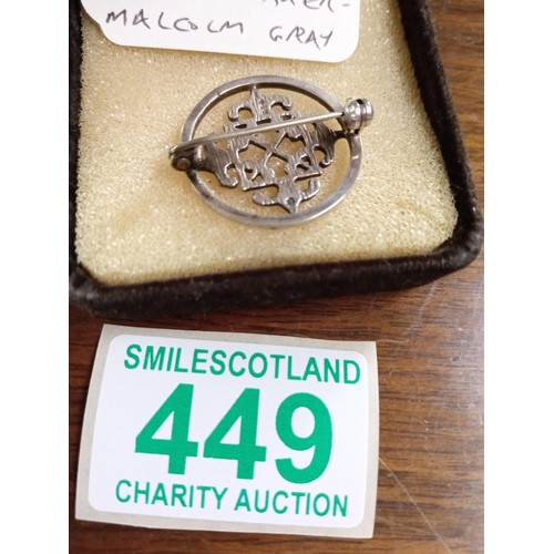 449 - Stirling silver broach.  Edinburgh 1997 maker Malcolm Gray