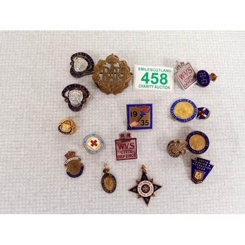 458 - Selection of vintage badges mainly enamel