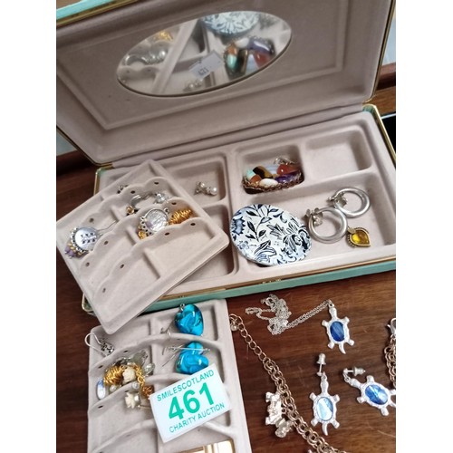 461 - A selection of costume jewellery to include jewellery box please see photos