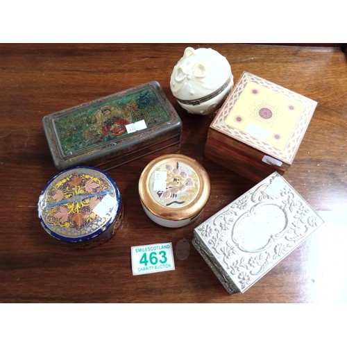 463 - Vintage tin papermache and other trinket boxes postage on this lot would be £8.88