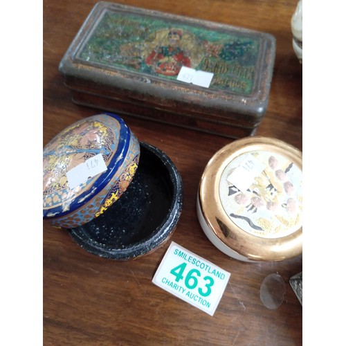 463 - Vintage tin papermache and other trinket boxes postage on this lot would be £8.88