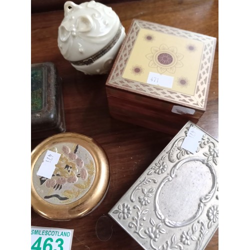 463 - Vintage tin papermache and other trinket boxes postage on this lot would be £8.88